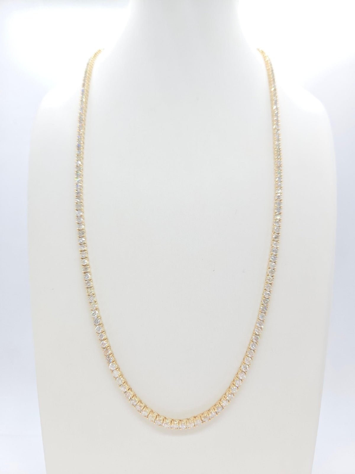 MONTH-LONG SALE, 15.50 cts Natural Diamond Tennis Necklace 14K Yellow 20"