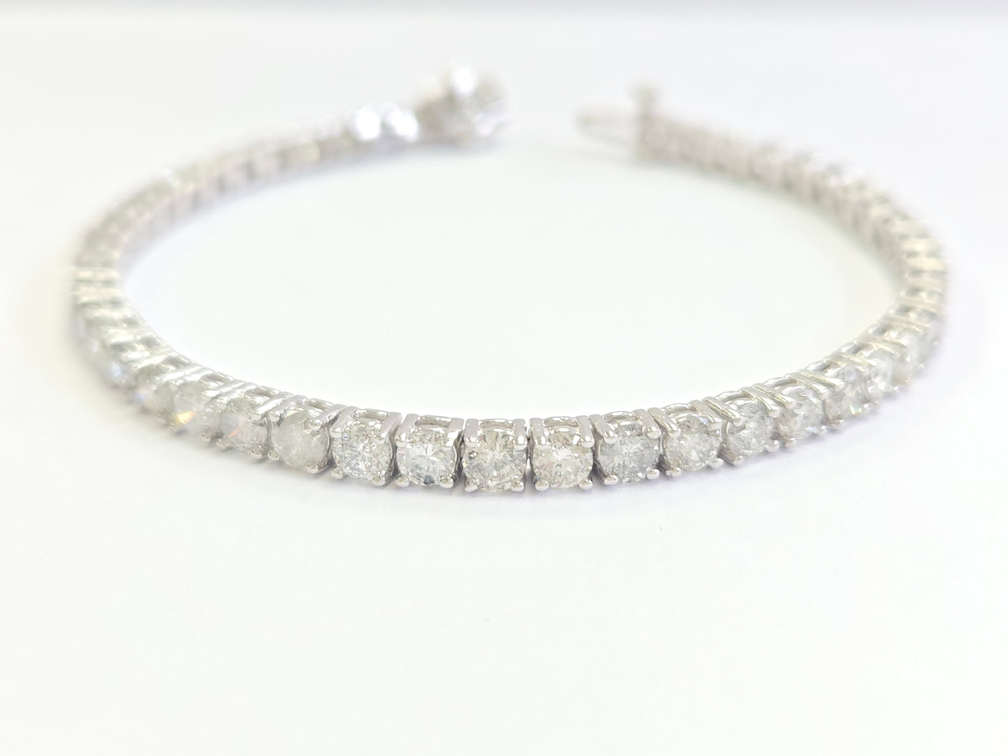 8.53 Carat Natural Diamond Tennis Bracelet 14 Karat White Gold