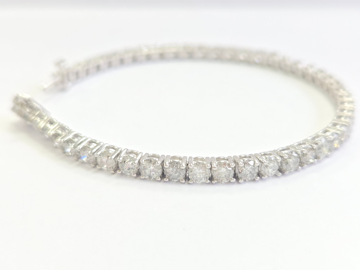 8.53 Carat Natural Diamond Tennis Bracelet 14 Karat White Gold