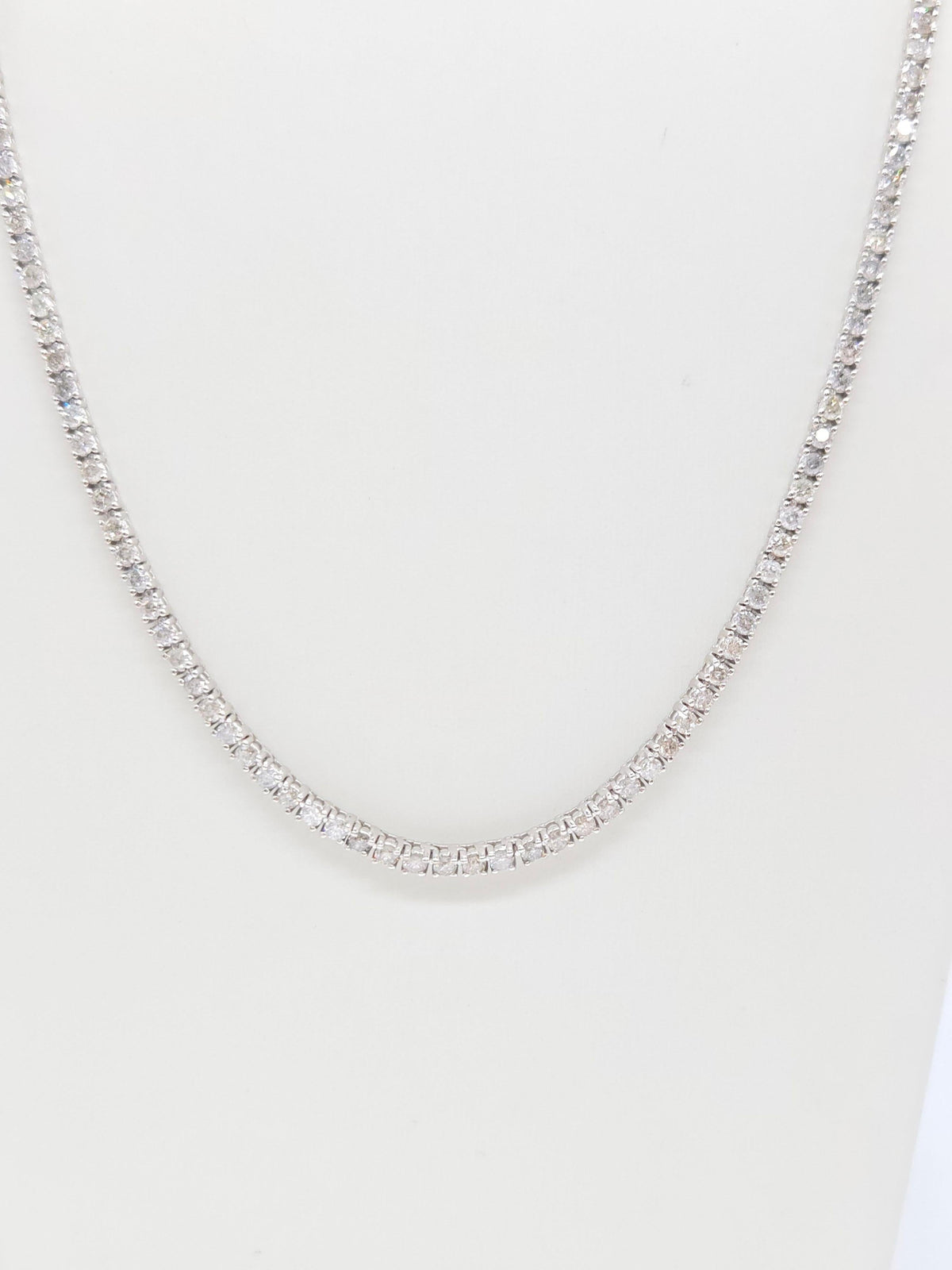 CLEARANCE, 10.87 ct Natural Diamond Tennis Necklace 14k White Gold 22"