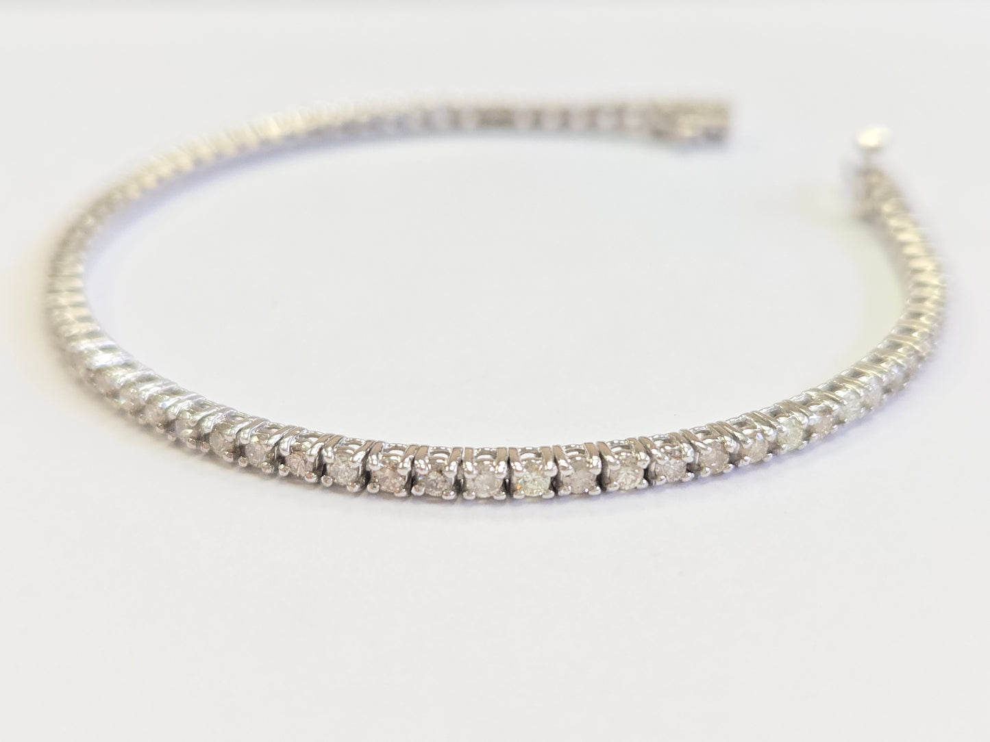 1.92 Carat Natural Diamond Tennis Bracelet 14 Karat White Gold