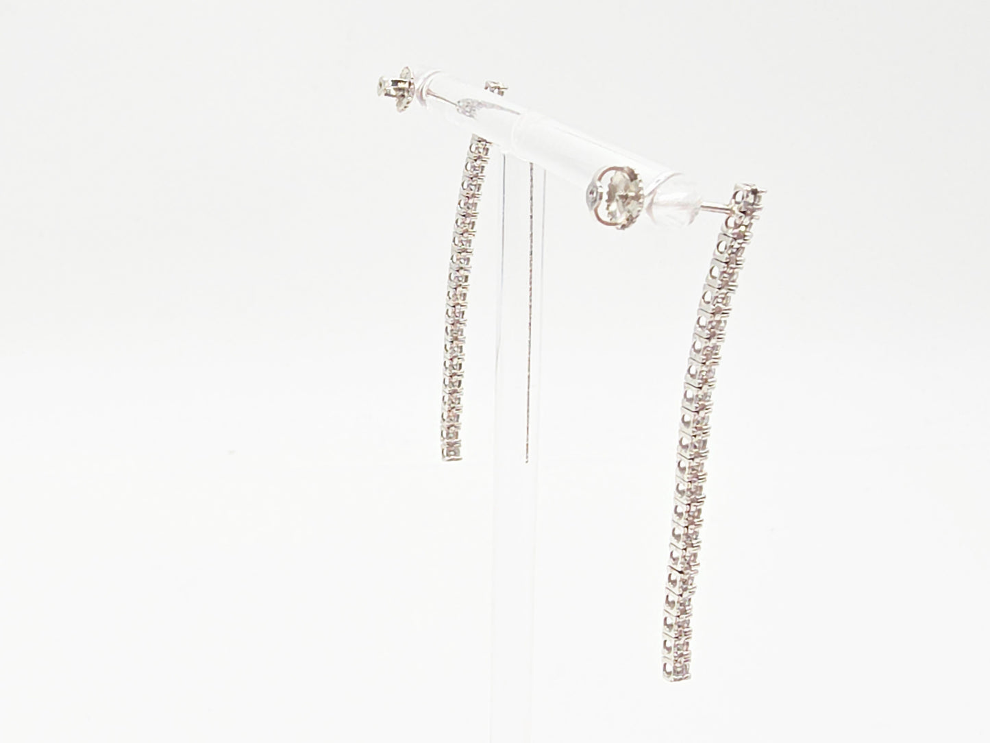 1.35 Carat Natural Diamond Tennis Drop Earrings in 14K White Gold