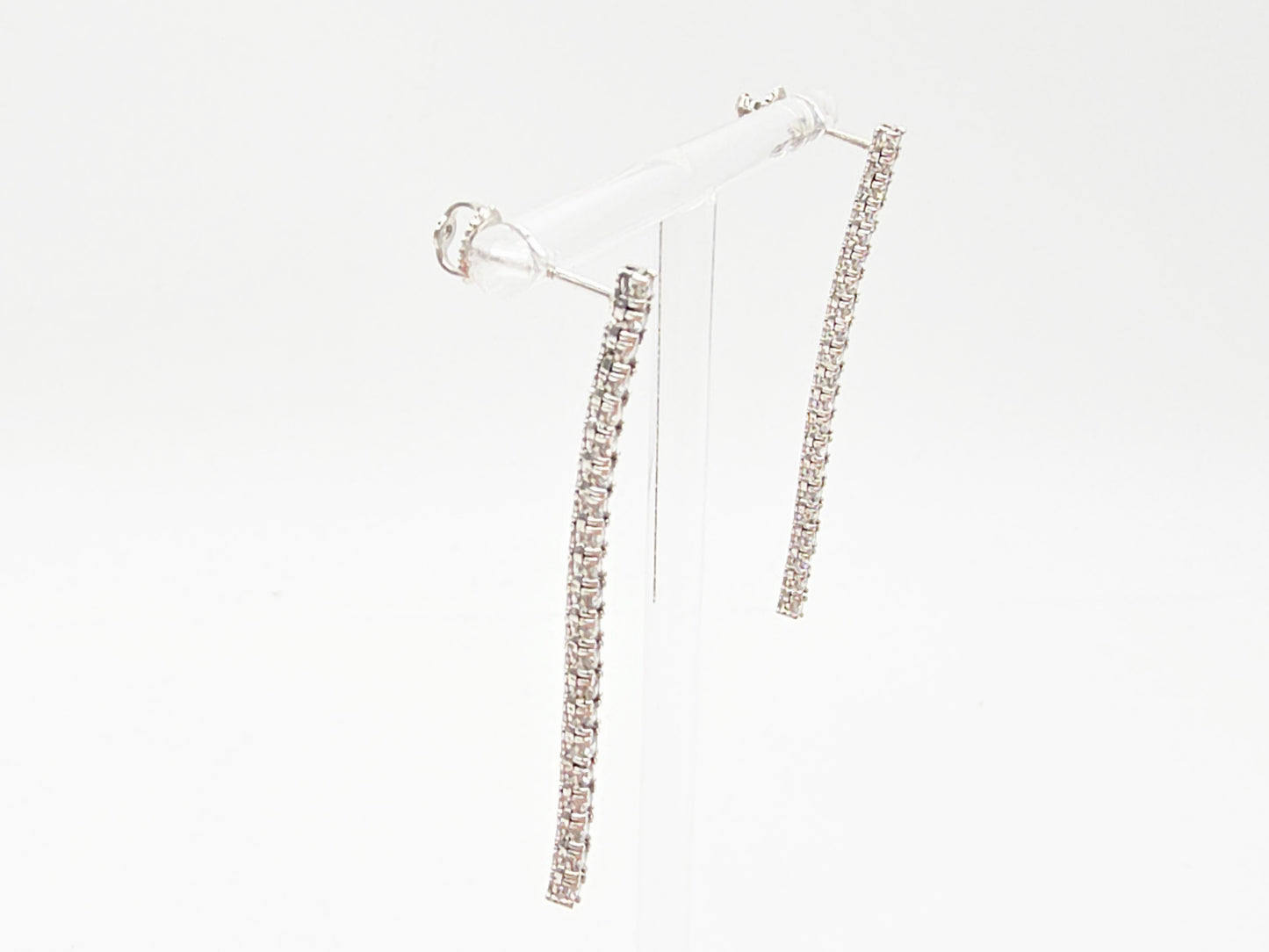 1.35 Carat Natural Diamond Tennis Drop Earrings in 14K White Gold