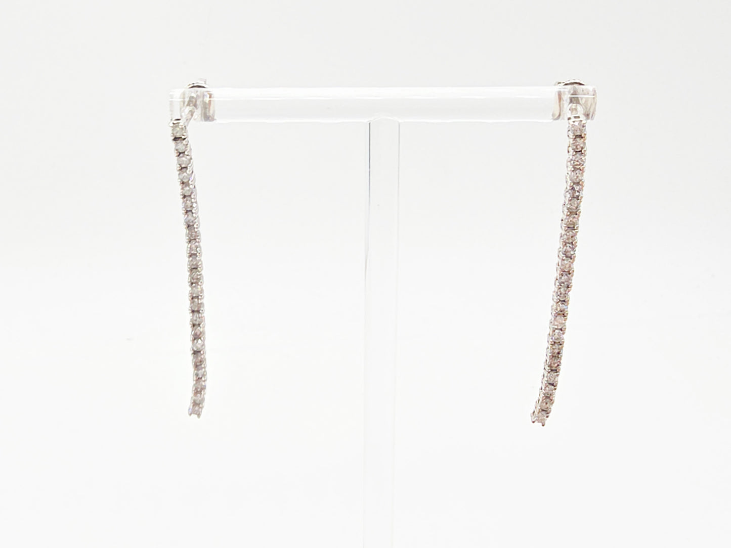 1.35 Carat Natural Diamond Tennis Drop Earrings in 14K White Gold