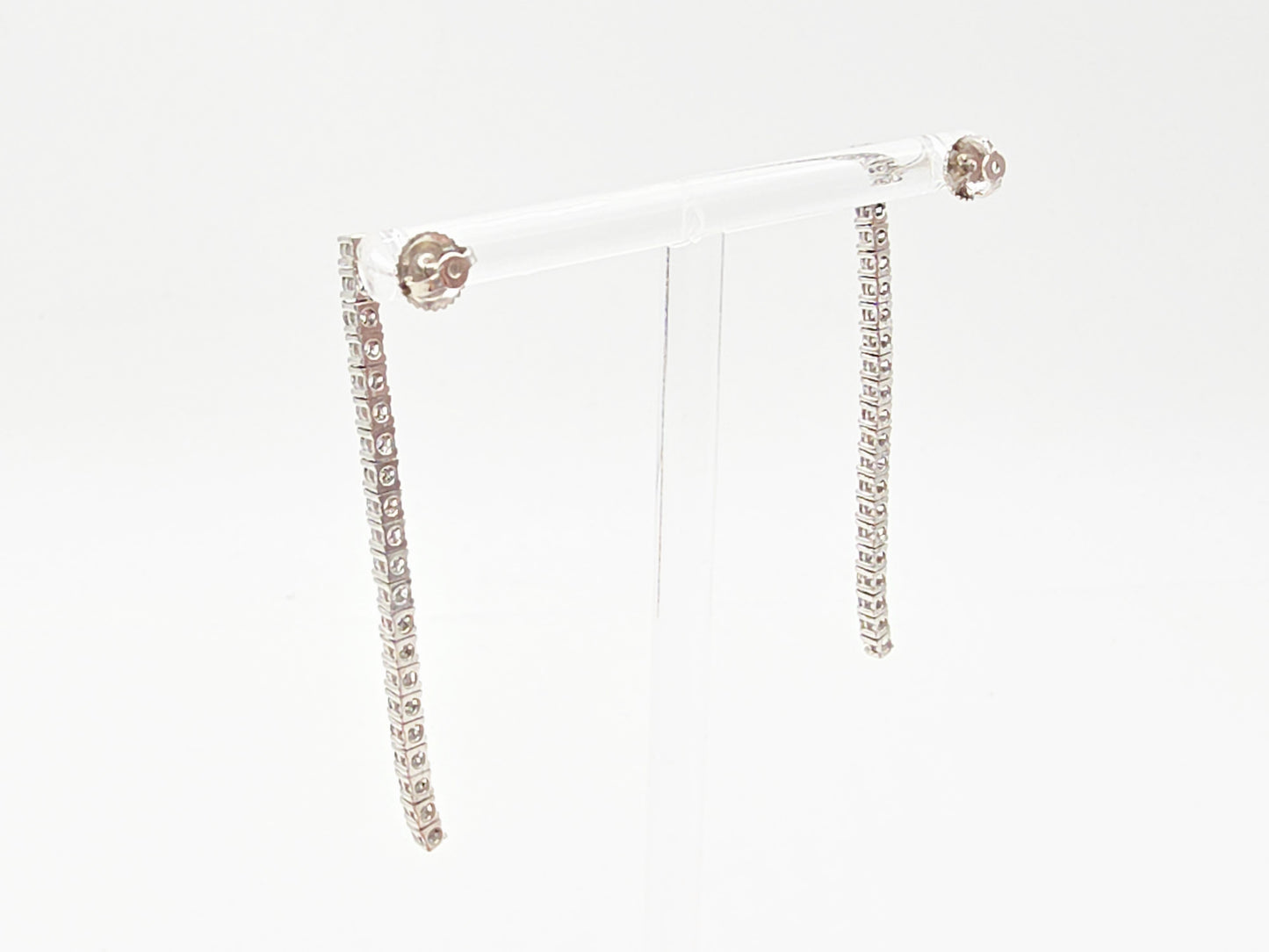 1.35 Carat Natural Diamond Tennis Drop Earrings in 14K White Gold