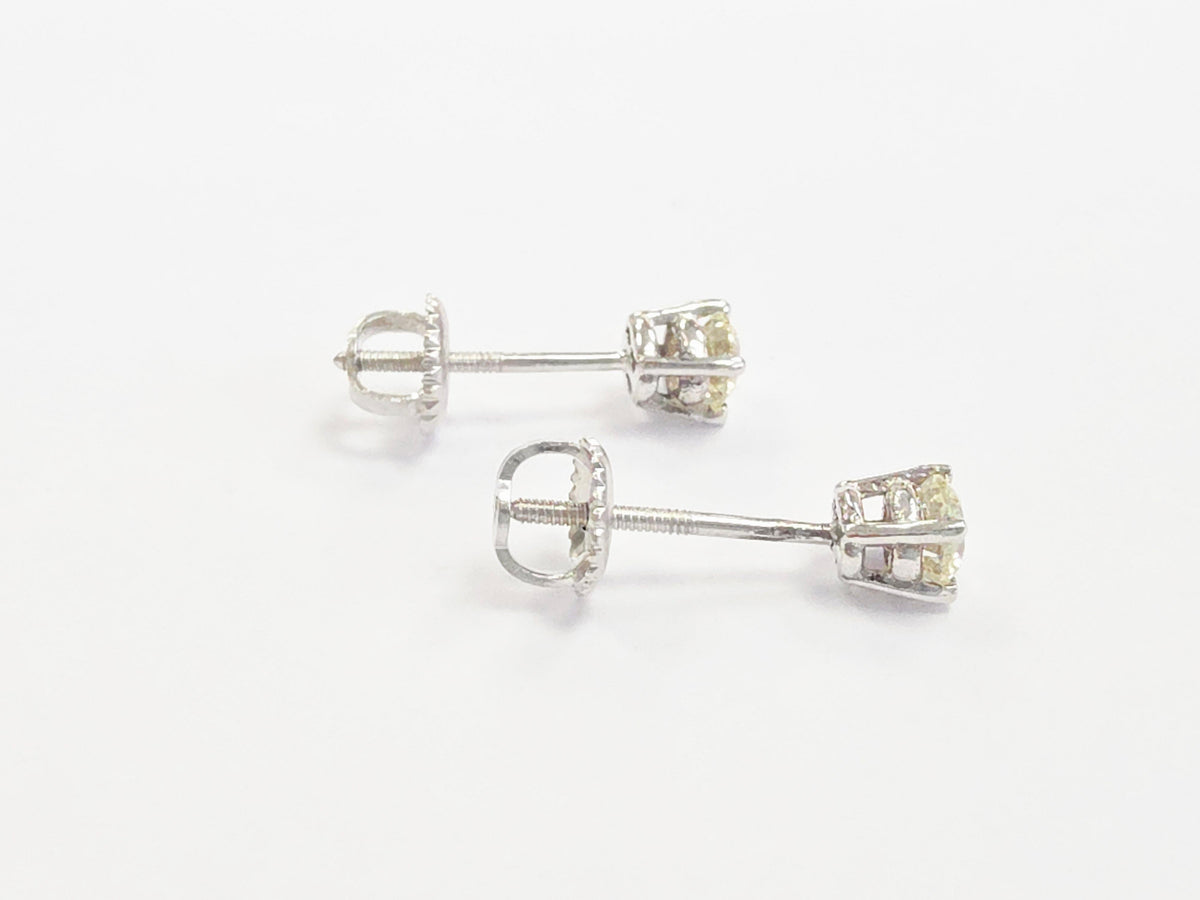 CLEARANCE, 0.60 Carats Natural Diamond Round Shape Studs 14 Karat White Gold