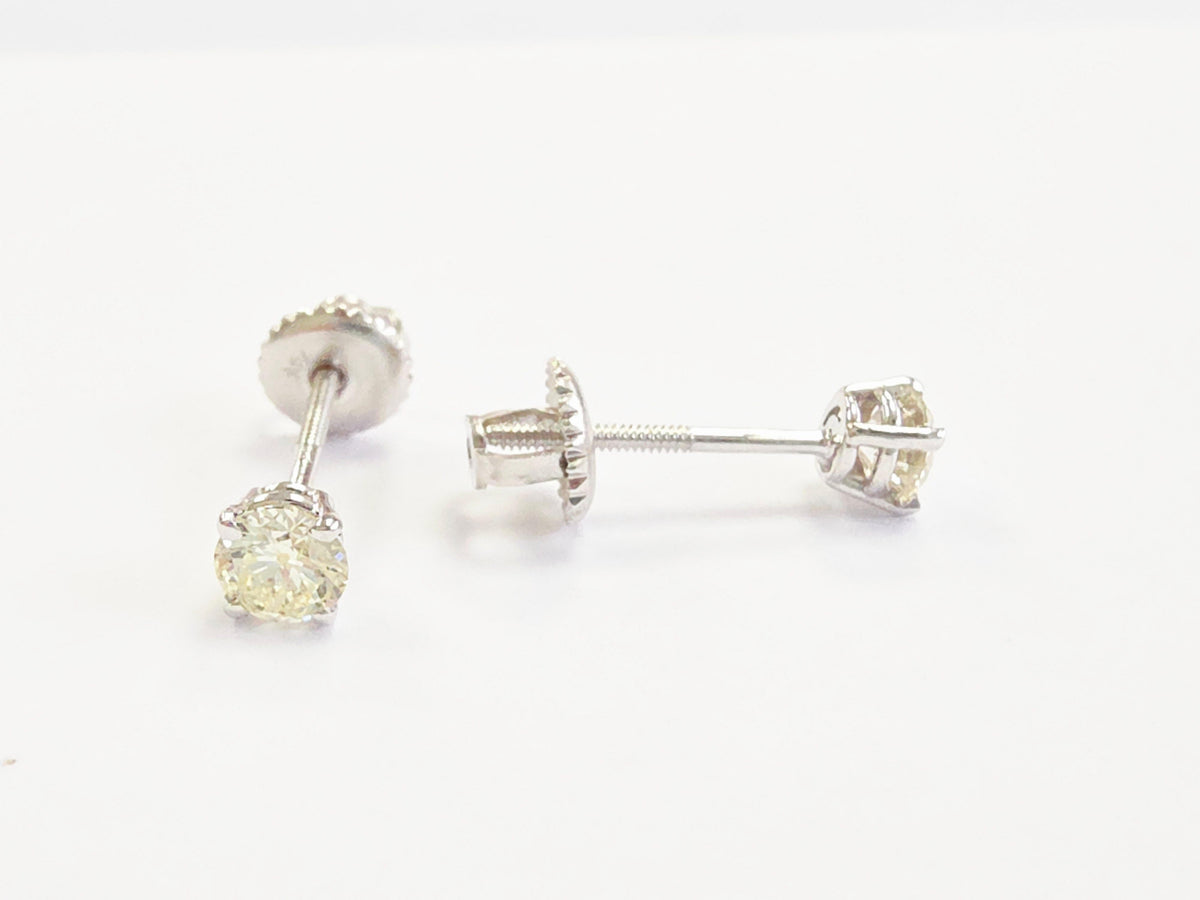 CLEARANCE, 0.52 Carats Natural Diamond Round Shape Studs 14 Karat White Gold