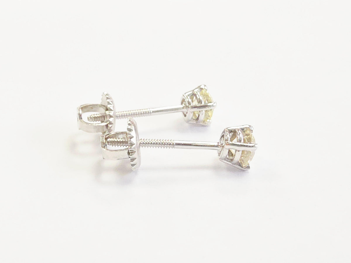 CLEARANCE, 0.52 Carats Natural Diamond Round Shape Studs 14 Karat White Gold