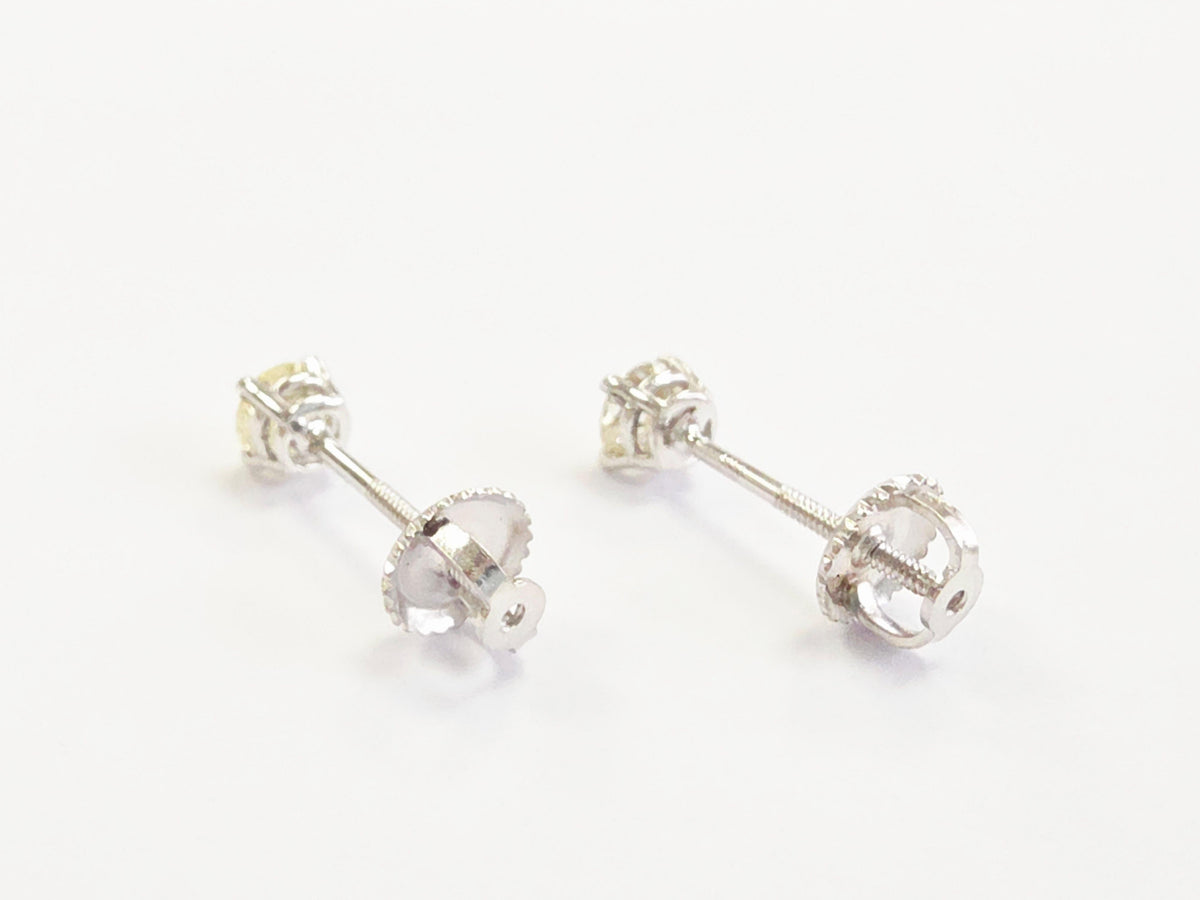 CLEARANCE, 0.52 Carats Natural Diamond Round Shape Studs 14 Karat White Gold