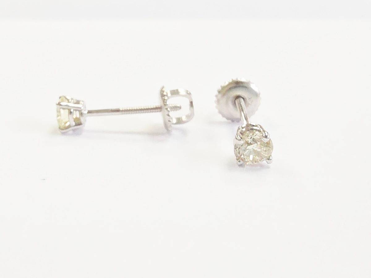 CLEARANCE, 0.52 Carats Natural Diamond Round Shape Studs 14 Karat White Gold