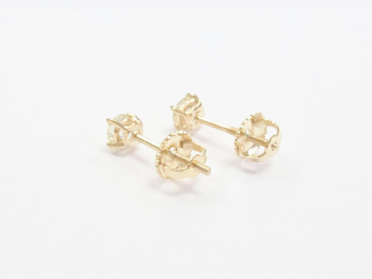 TRADE PRICING , 0.48ct Natural Round Brilliant Diamond Stud Earrings in 14K Gold