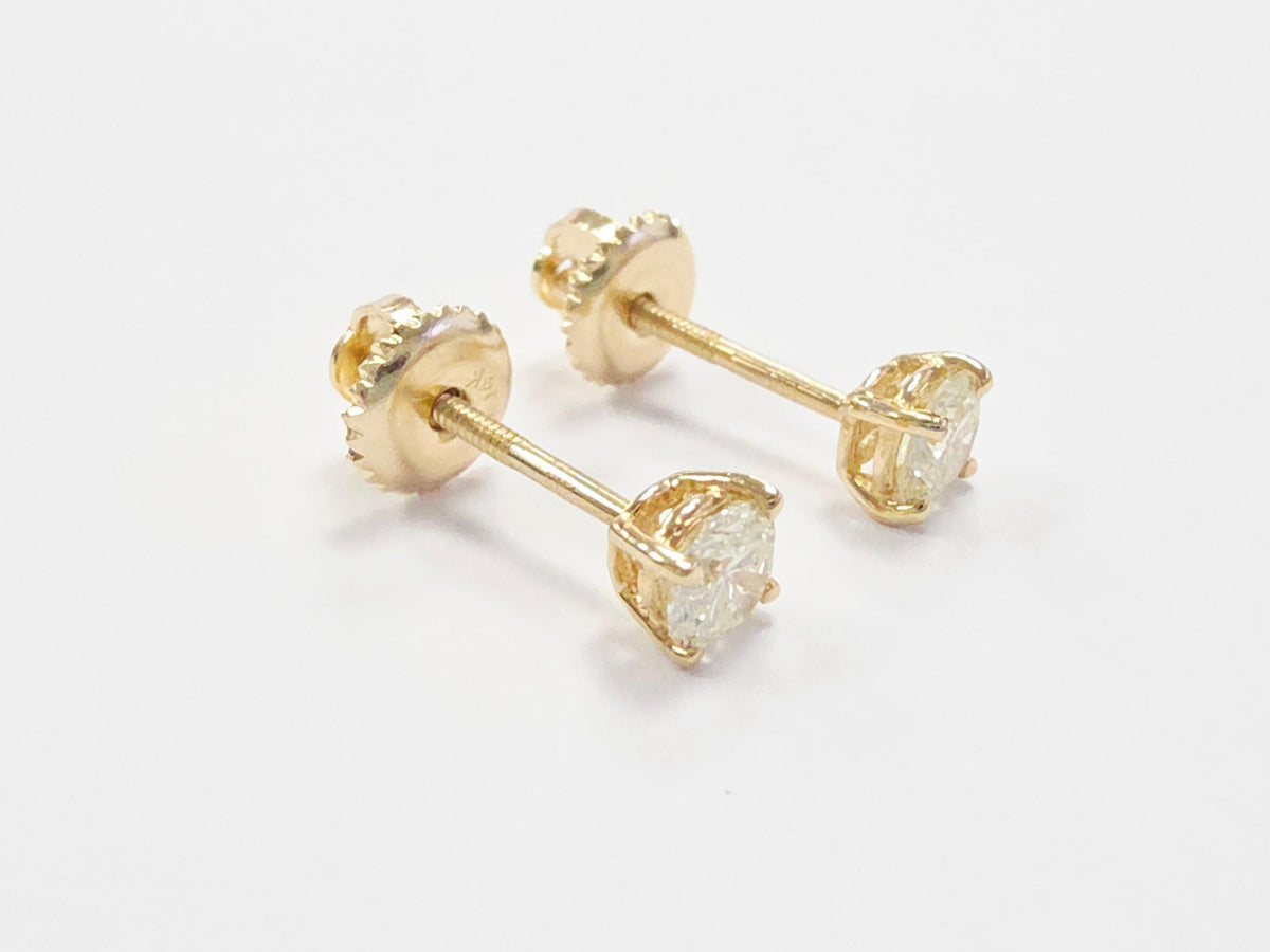 TRADE PRICING, 0.48 Carat Natural Round Diamond Studs Yellow Gold 14 Karat
