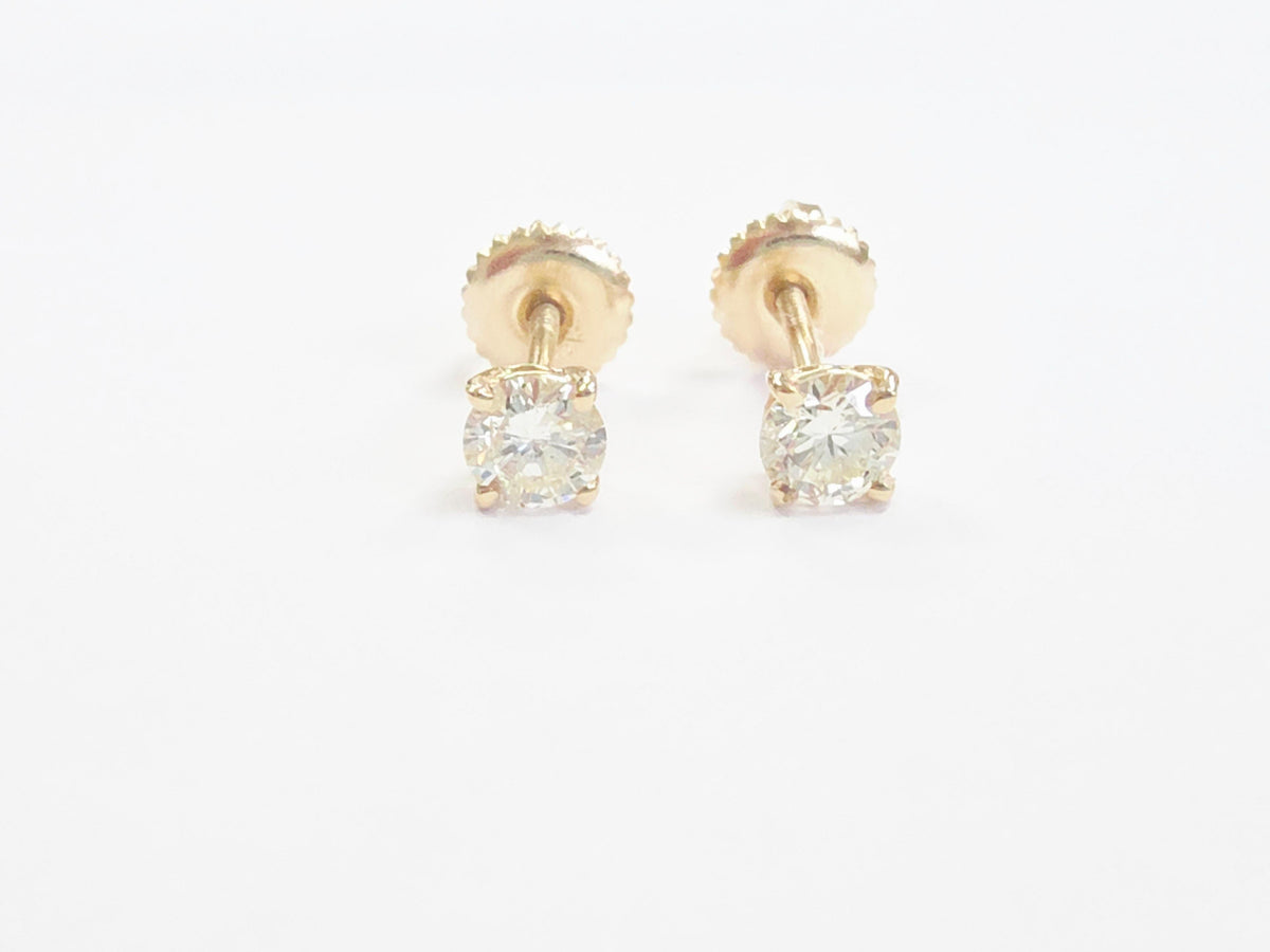 TRADE PRICING , 0.48ct Natural Round Brilliant Diamond Stud Earrings in 14K Gold