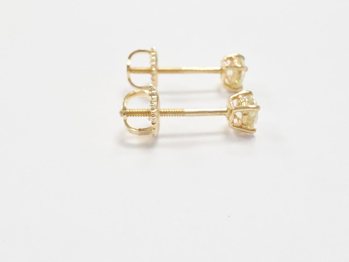 TRADE PRICING, 0.48 Carat Natural Round Diamond Studs Yellow Gold 14 Karat