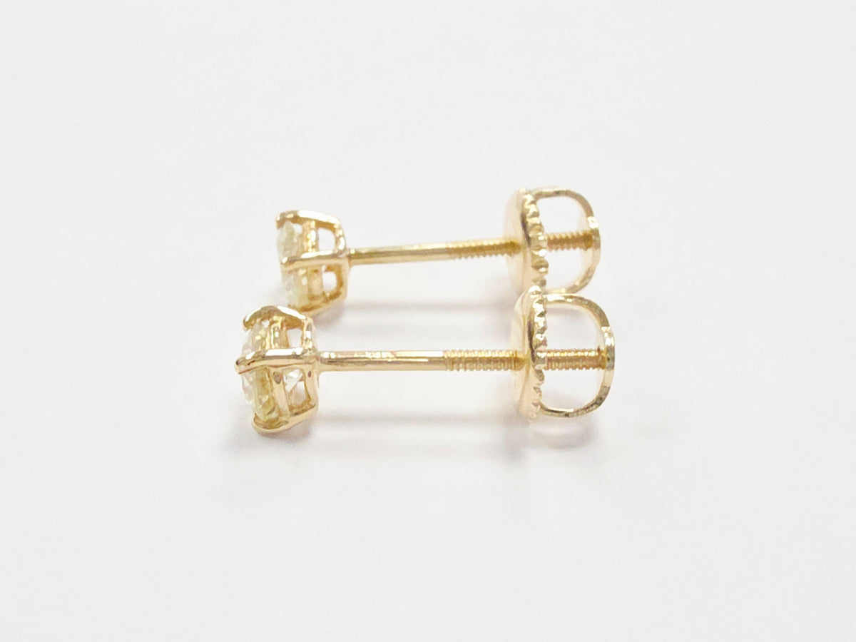 TRADE PRICING, 0.48 Carat Natural Round Diamond Studs Yellow Gold 14 Karat