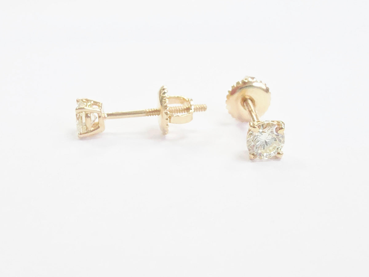 TRADE PRICING , 0.48ct Natural Round Brilliant Diamond Stud Earrings in 14K Gold