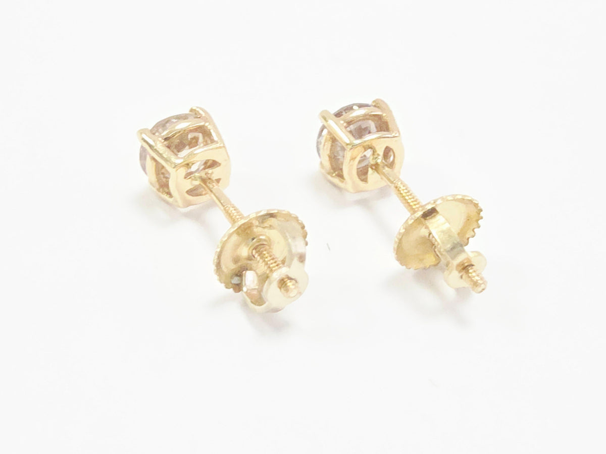 PRICED WHOLESALE, 1.10 Carat Natural Round Diamond Studs Yellow Gold 14 Karat