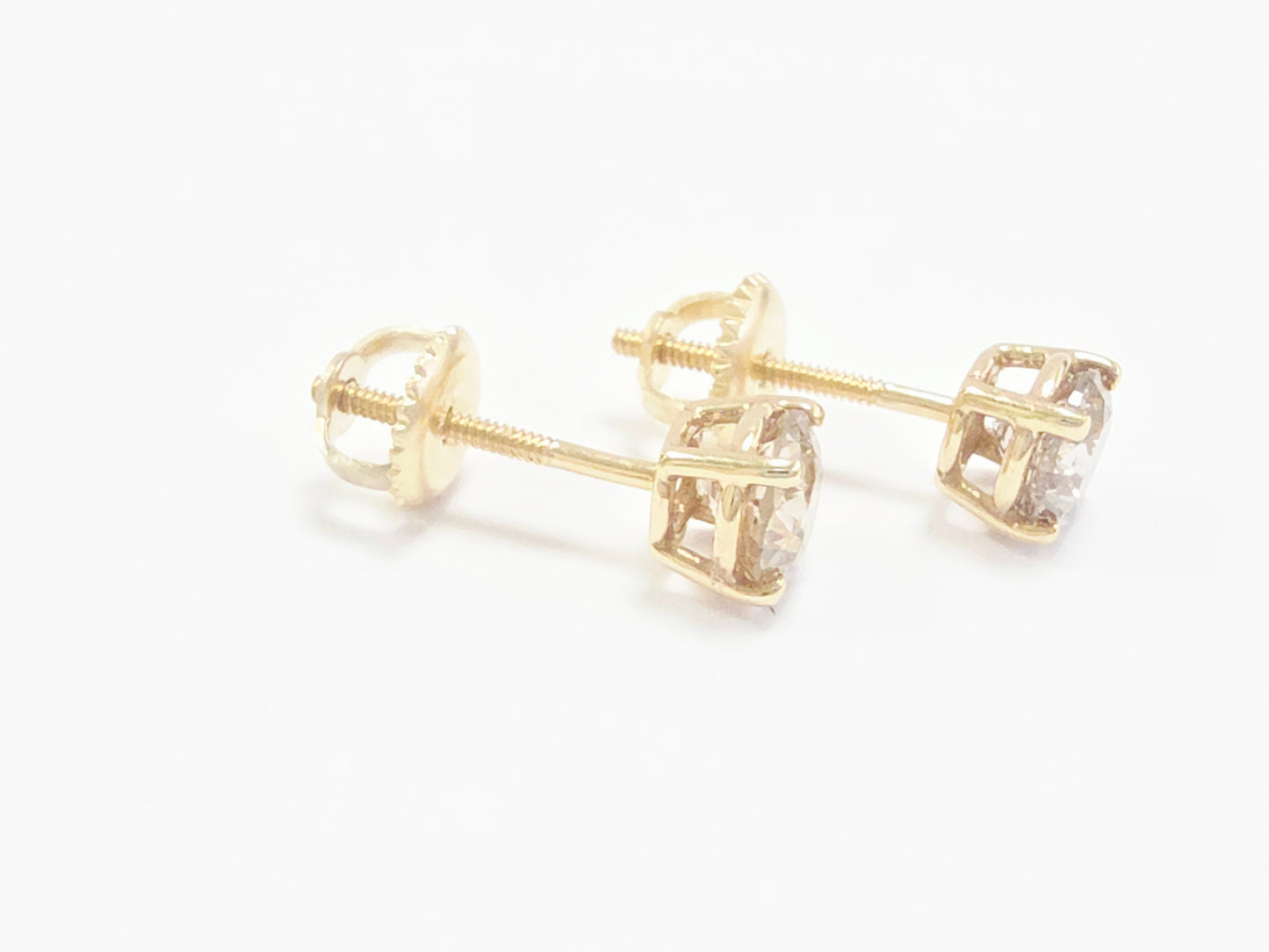 1.10 Carat Natural Round Diamond Studs Yellow Gold 14 Karat