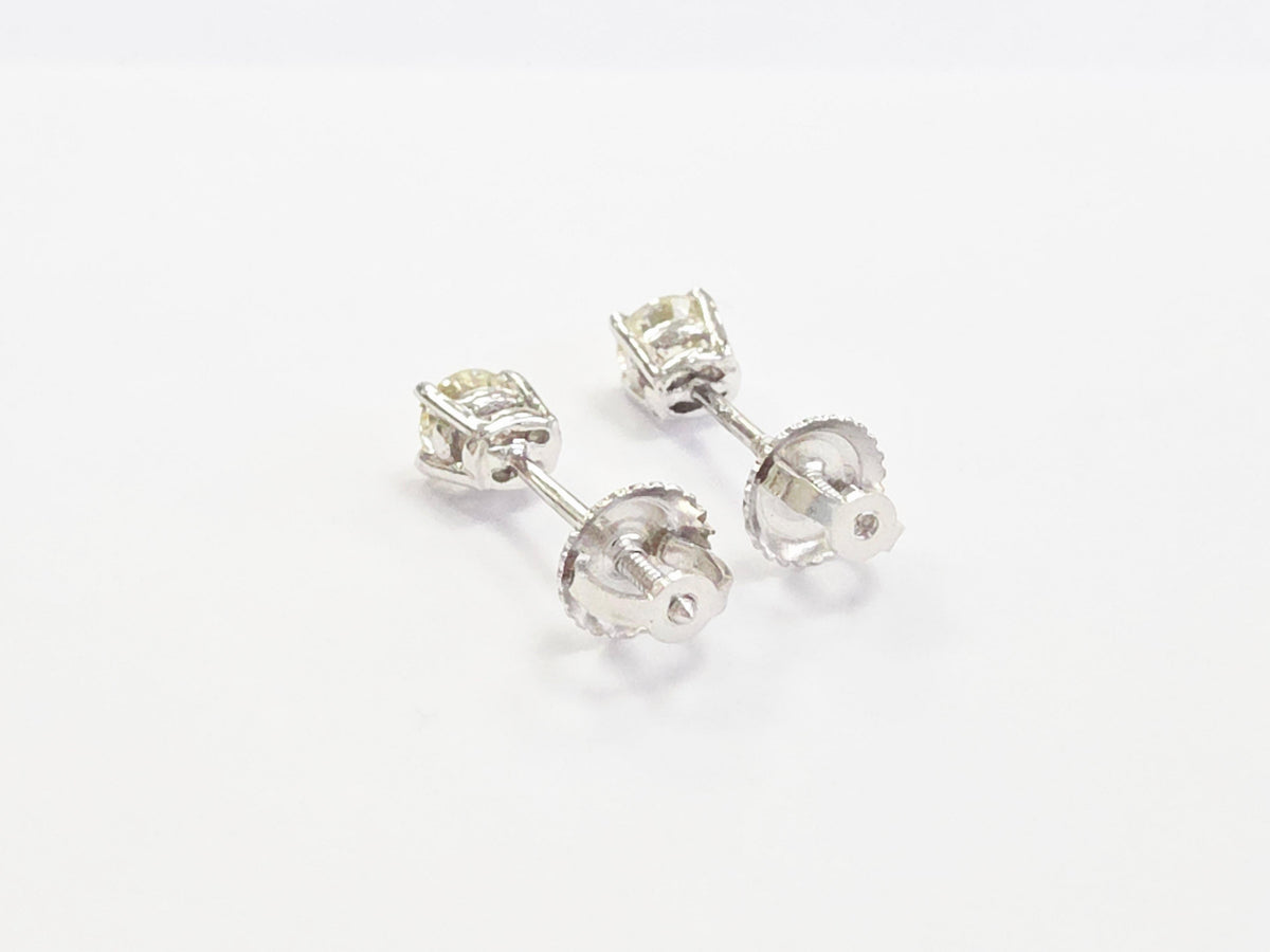 CLEARANCE, 0.58 Carats Natural Diamond Round Shape Studs 14 Karat White Gold