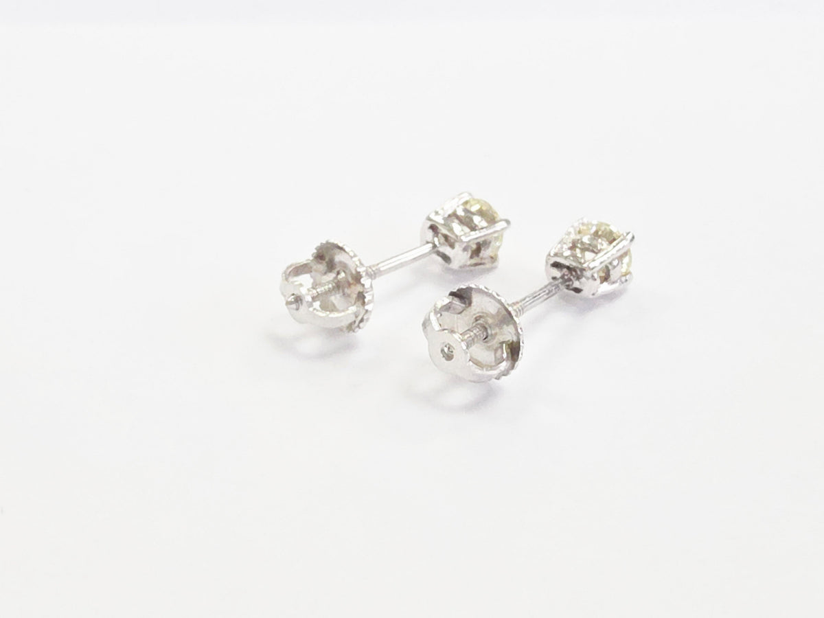 CLEARANCE, 0.58 Carats Natural Diamond Round Shape Studs 14 Karat White Gold