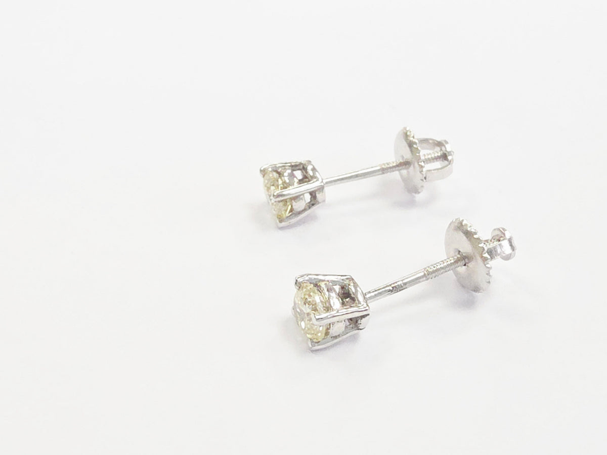 CLEARANCE, 0.58 Carats Natural Diamond Round Shape Studs 14 Karat White Gold