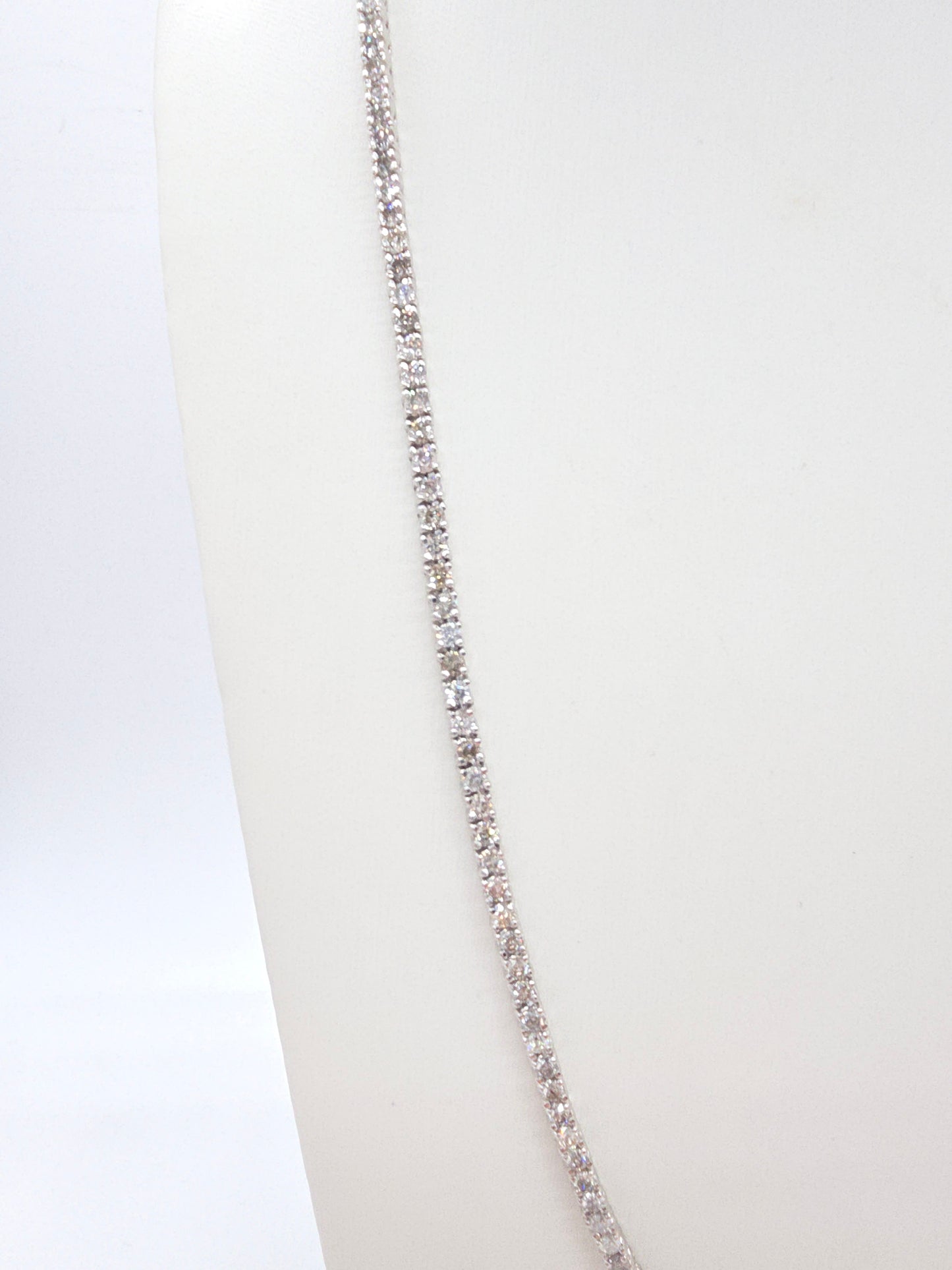9.45 Carat Round Natural Diamond Tennis Necklace 14 Karat White Gold 22''