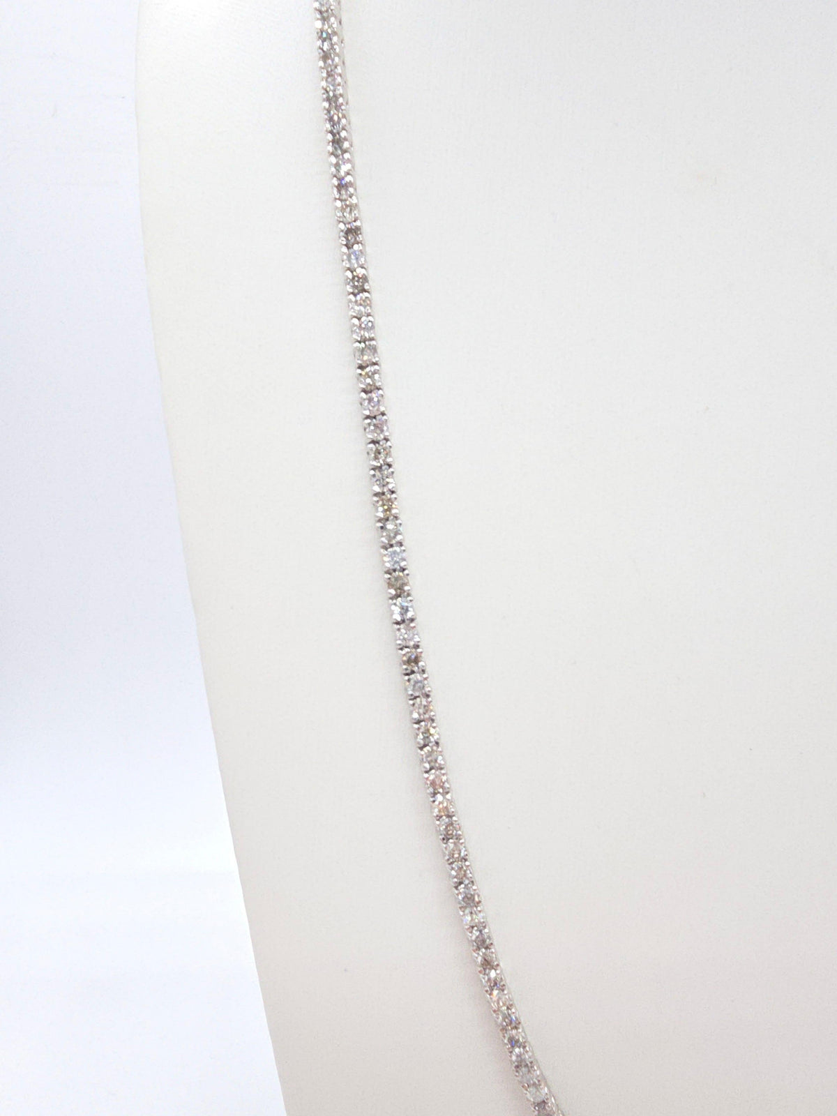 7.60 cts Round Natural Diamond Tennis Necklace 14k White Gold 16''