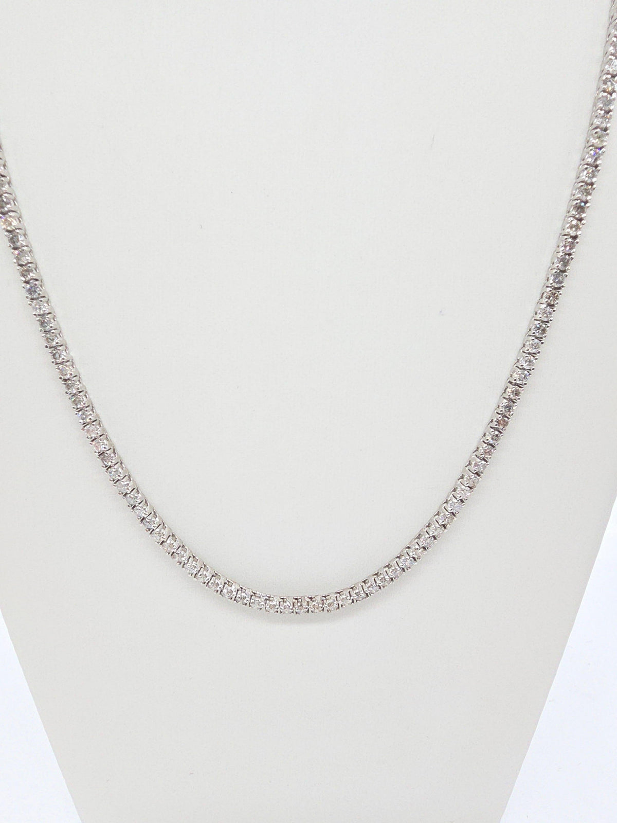 7.60 cts Round Natural Diamond Tennis Necklace 14k White Gold 16''