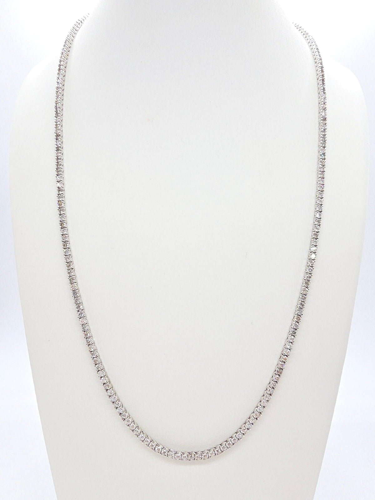 7.60 cts Round Natural Diamond Tennis Necklace 14k White Gold 16''