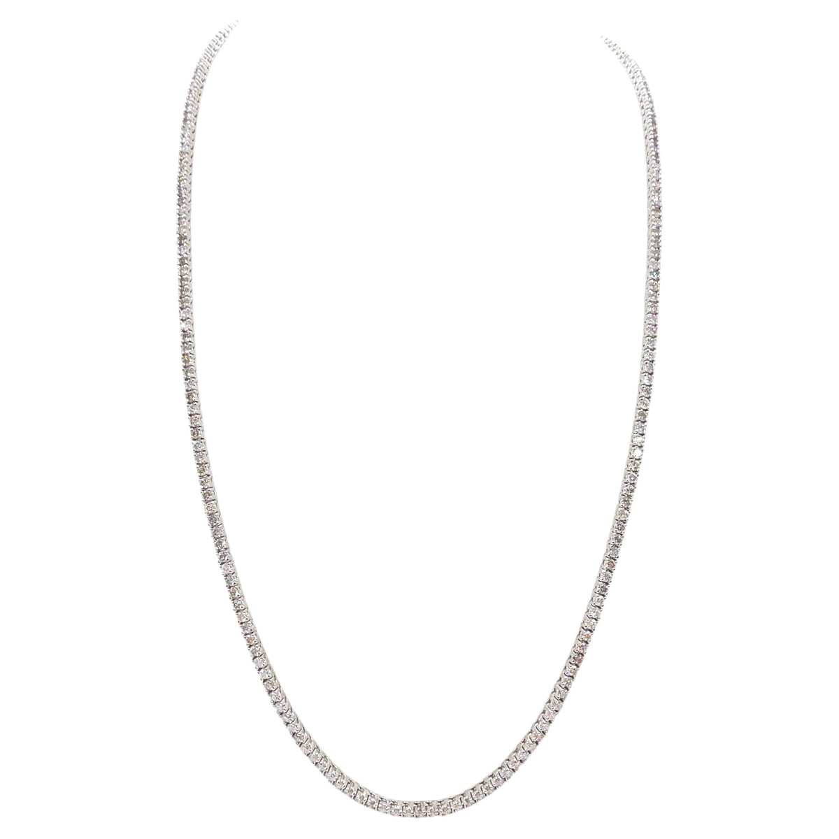 PRICE TO SELL- NO OFFERS, 9.38 cts Round Natural Diamond Necklace 14k White 20''