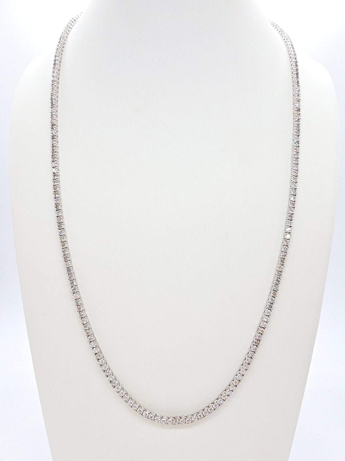 7.60 cts Round Natural Diamond Tennis Necklace 14k White Gold 16''