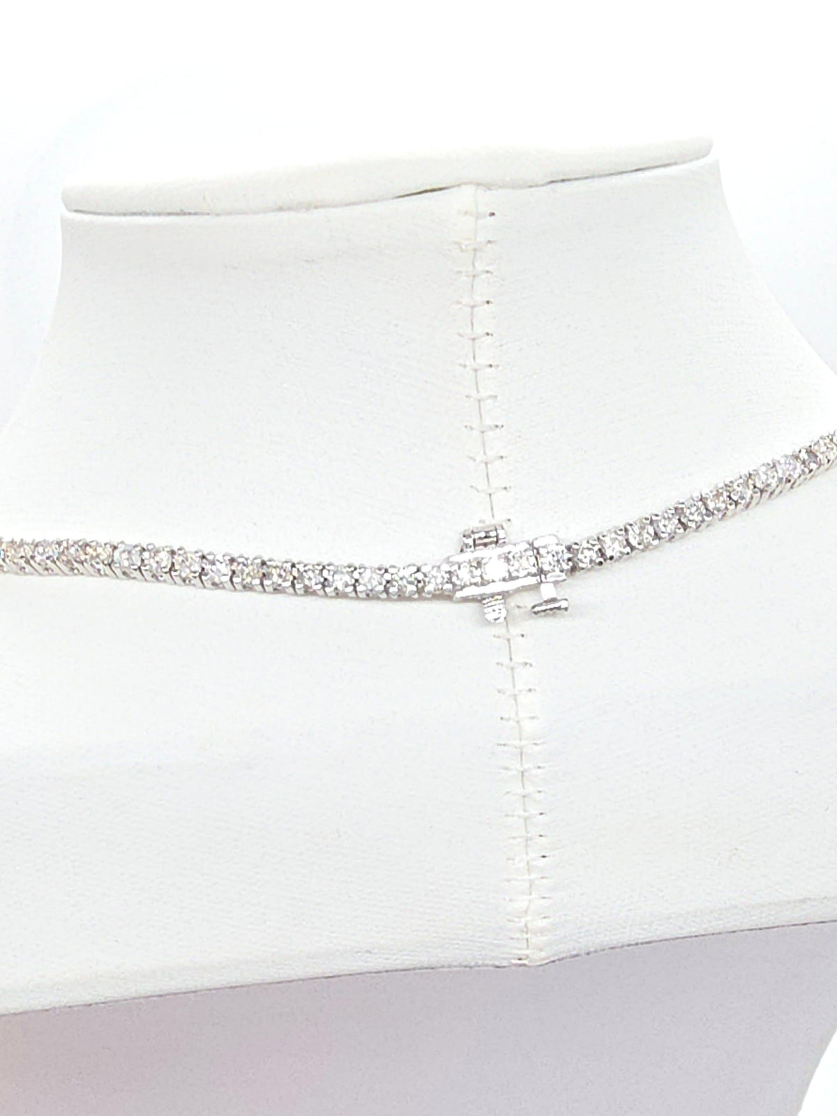 7.60 cts Round Natural Diamond Tennis Necklace 14k White Gold 16''