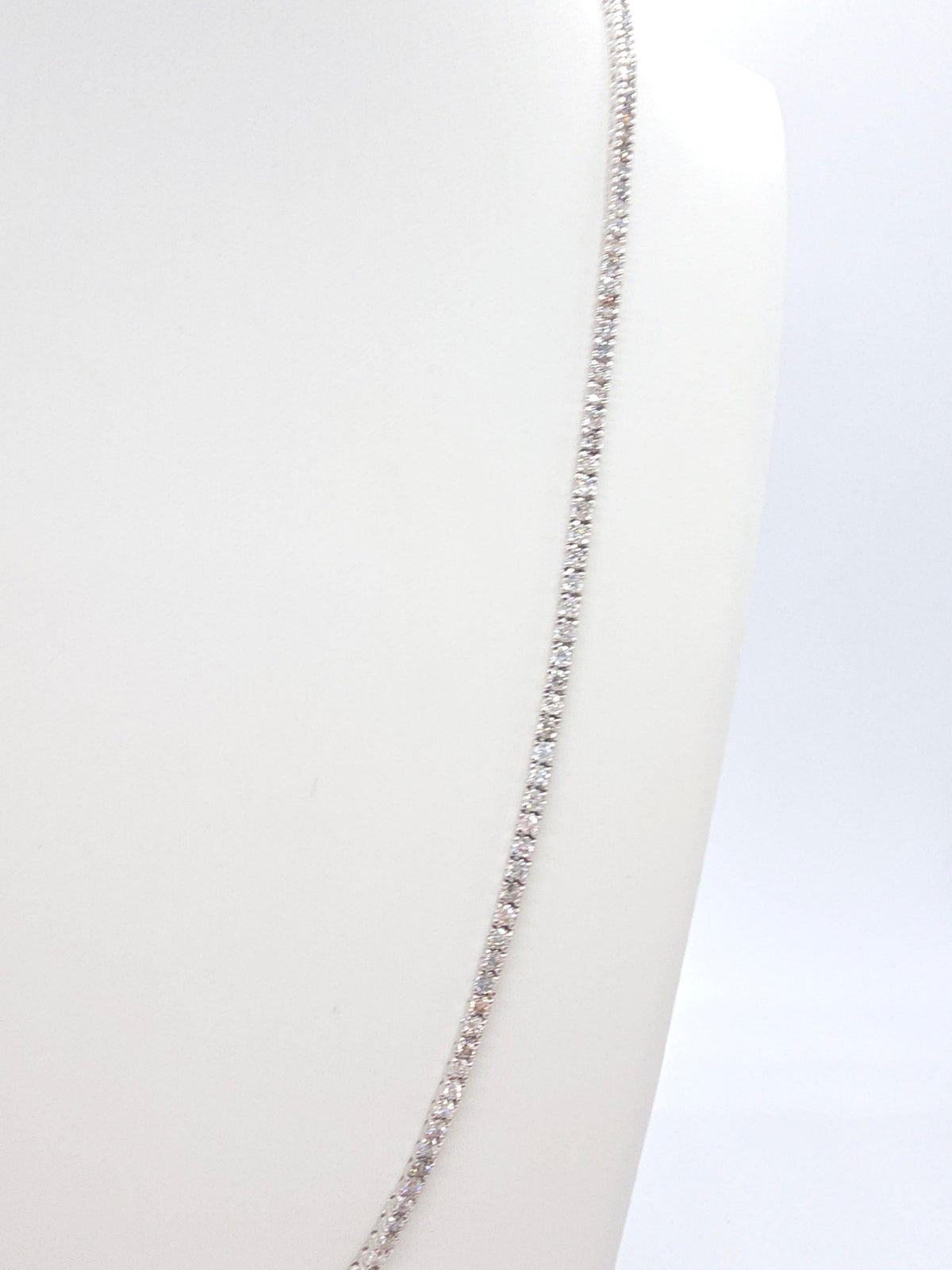 7.60 cts Round Natural Diamond Tennis Necklace 14k White Gold 16''