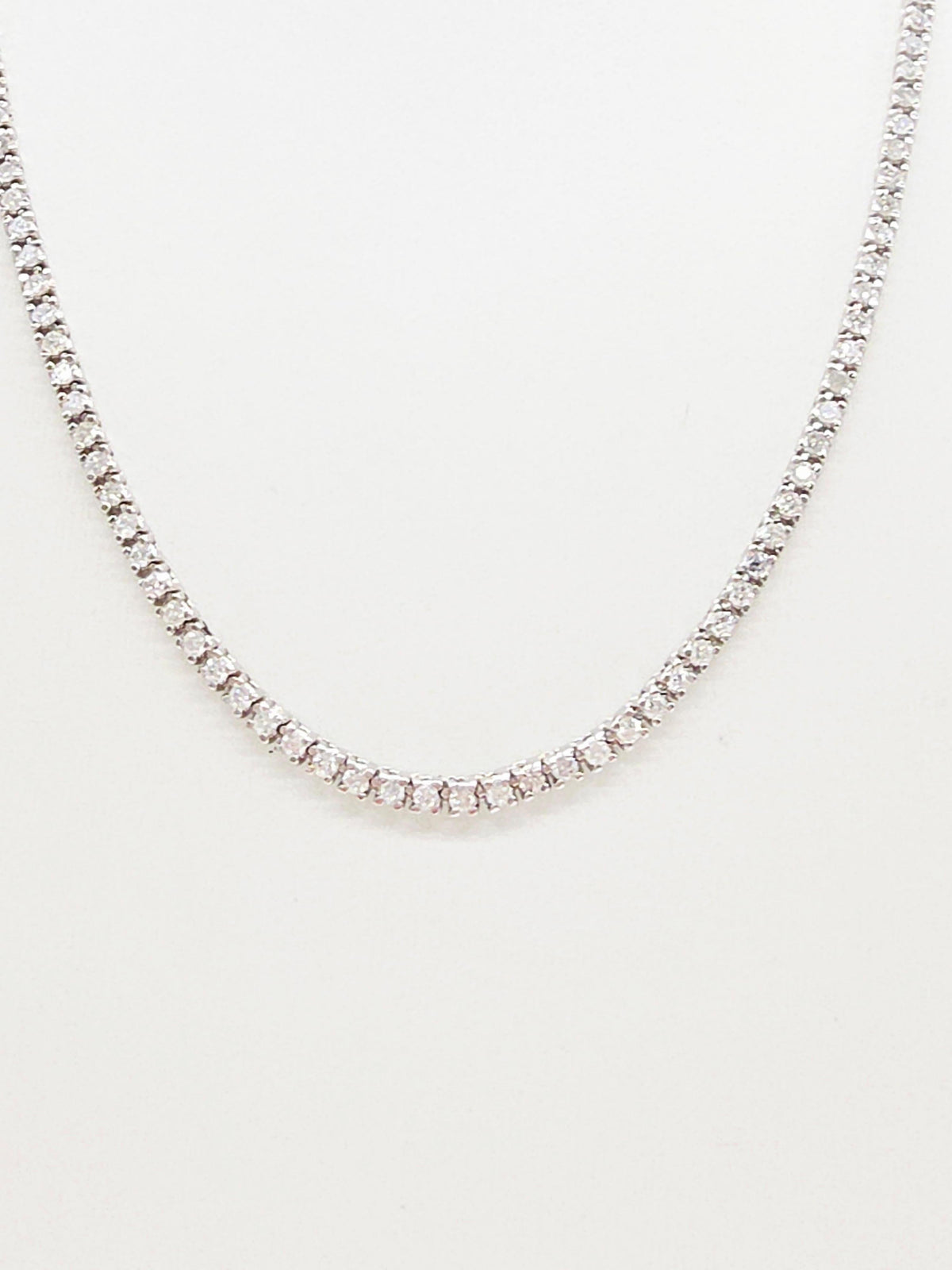 WHOLESALE VALUE, 5.26 Carat Round Natural Diamond Tennis Necklace 14K White 18''