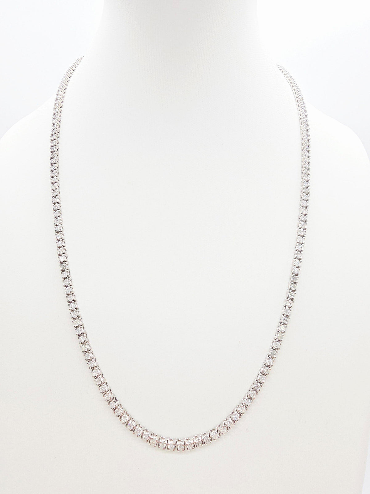 WHOLESALE VALUE, 5.26 Carat Round Natural Diamond Tennis Necklace 14K White 18''