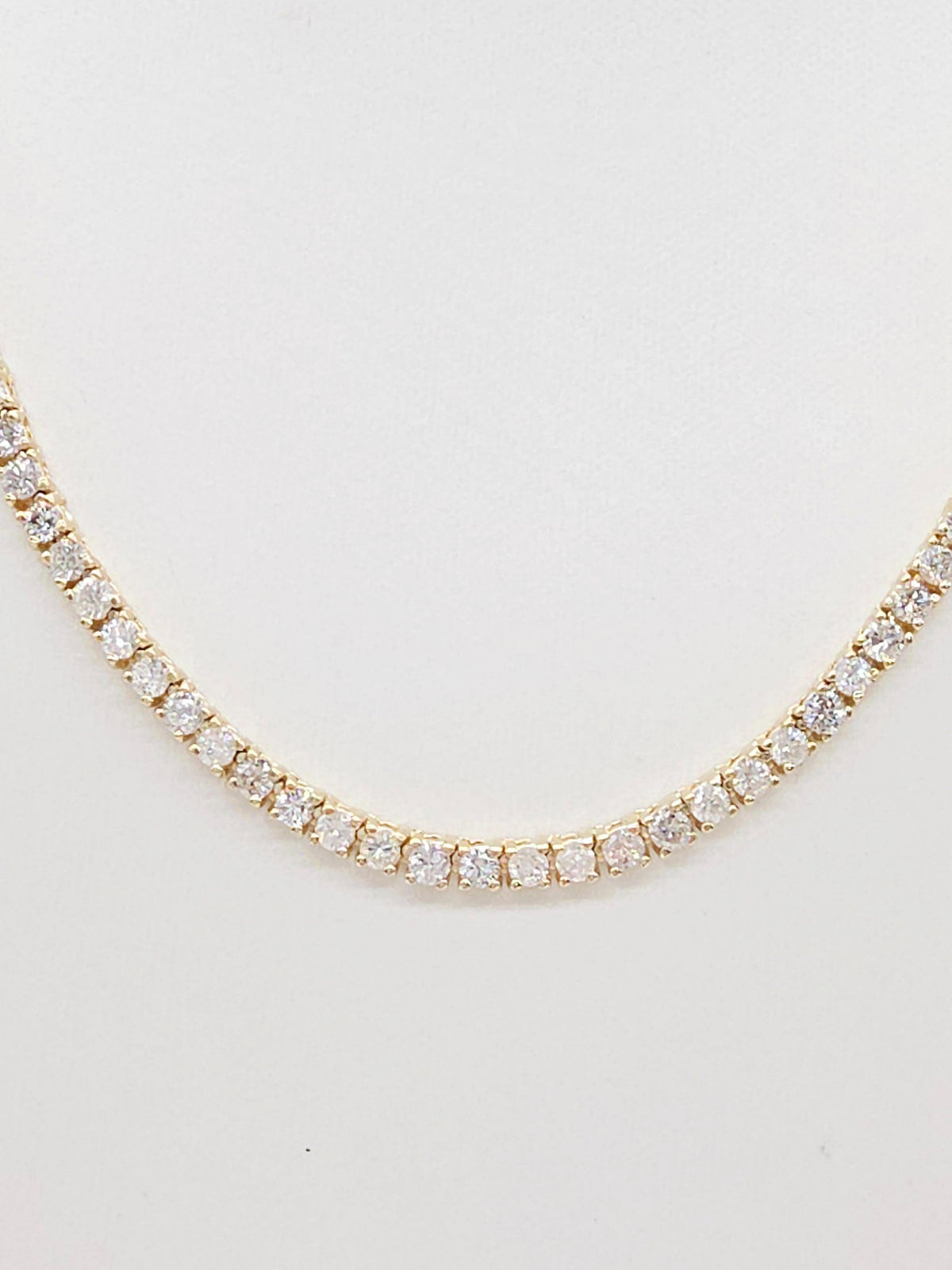 FLASH SALE, 8.35 Carat Natural Diamond Tennis Necklace in 14K Yellow Gold 16"