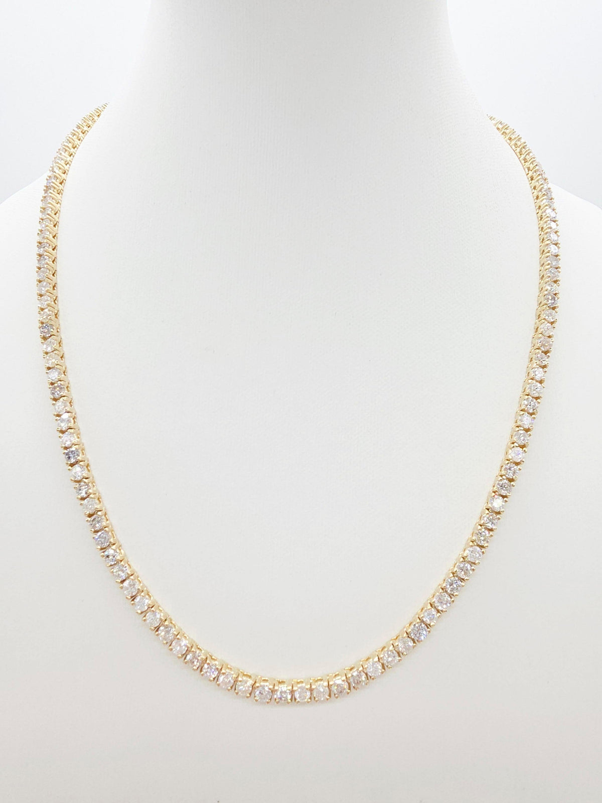 FLASH SALE, 8.35 Carat Natural Diamond Tennis Necklace in 14K Yellow Gold 16"