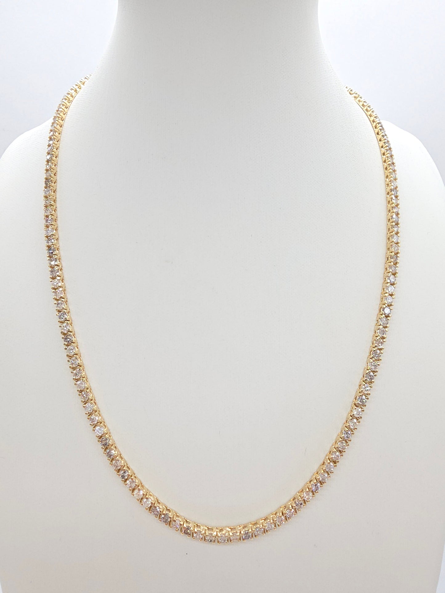 11.07 Carat Natural Diamond Tennis Necklace in 14K Yellow Gold 18"