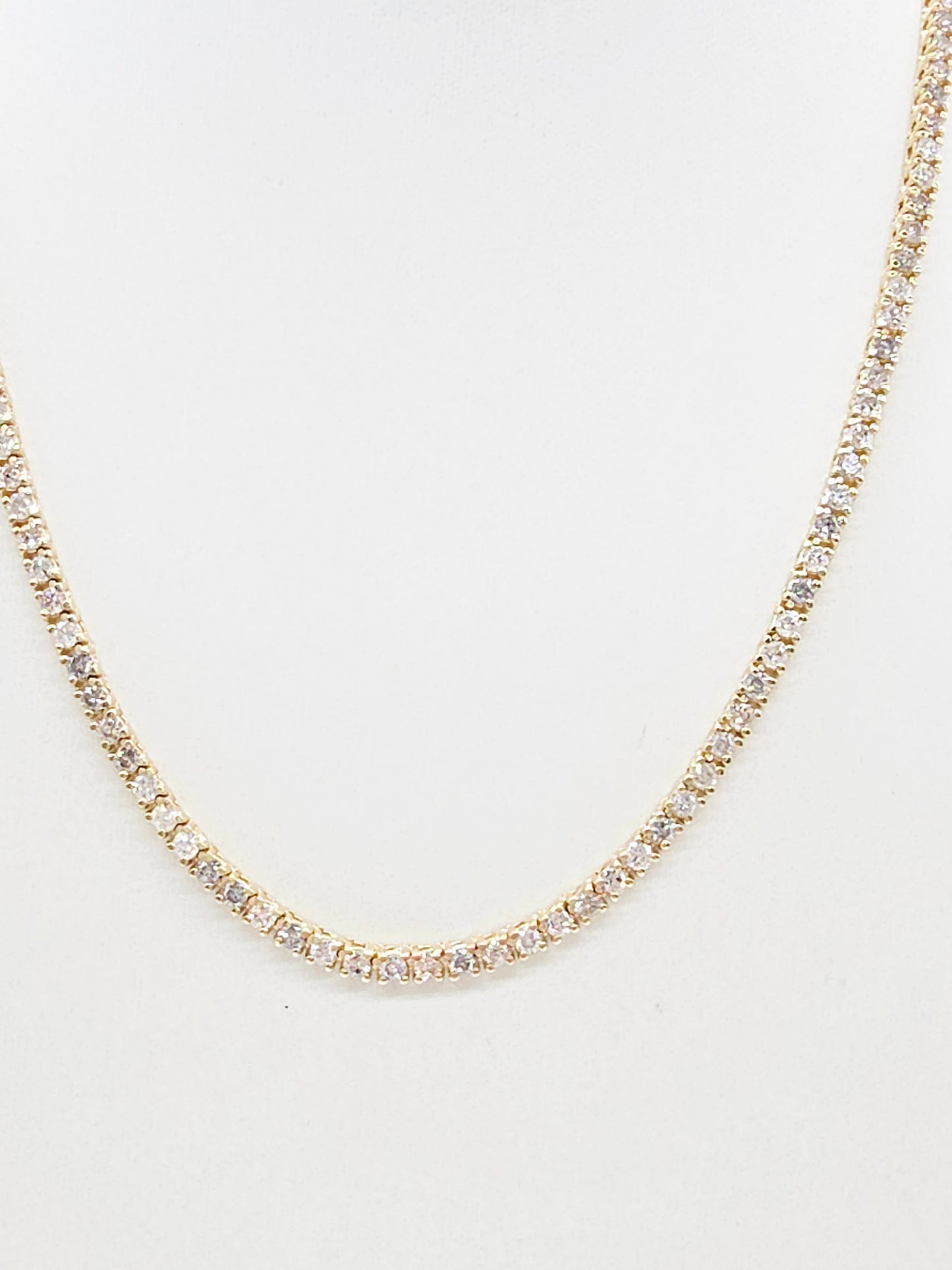 11.07 Carat Natural Diamond Tennis Necklace in 14K Yellow Gold 18"