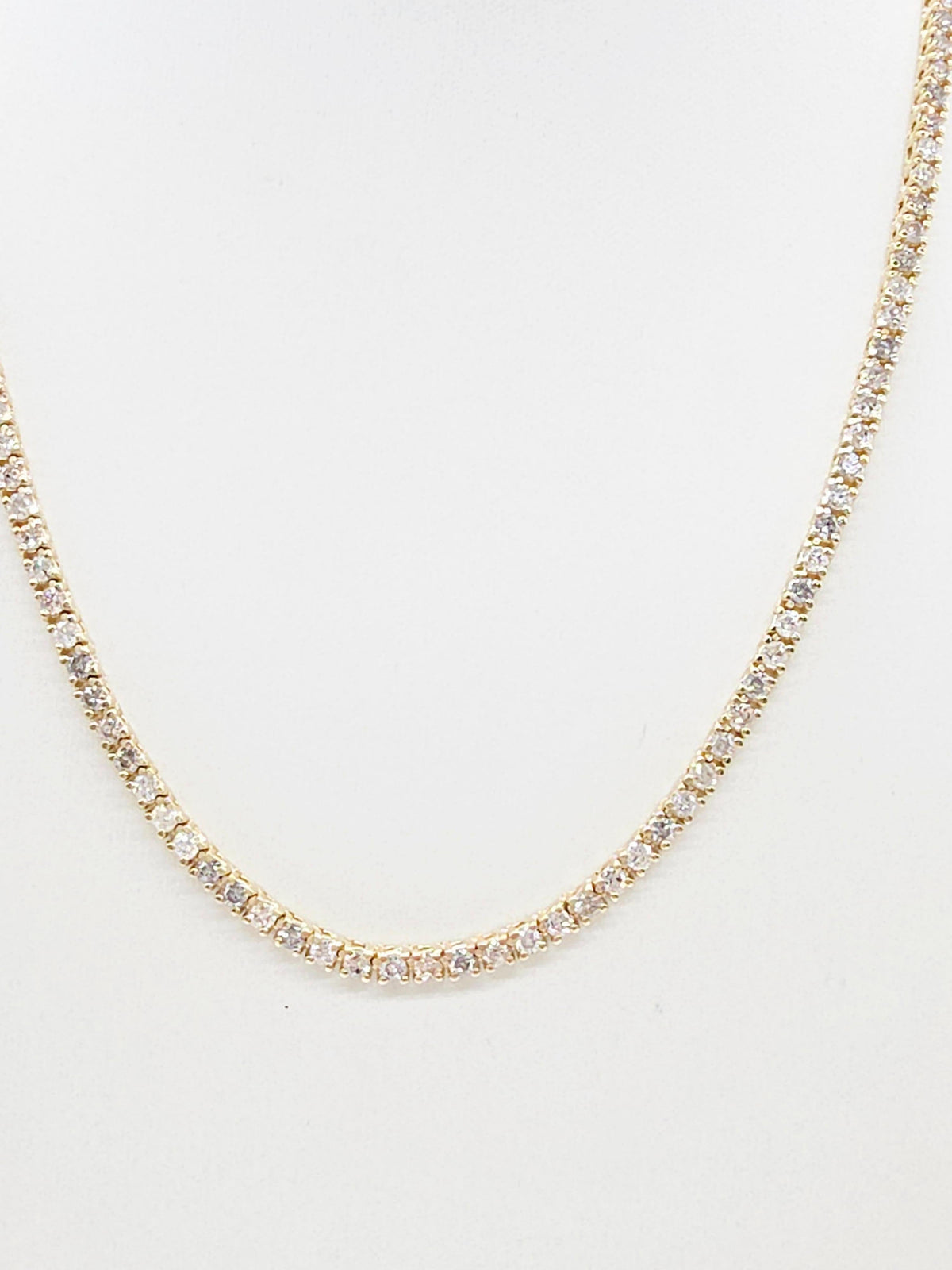 11.10 Carat Natural Diamond Tennis Necklace in 14K Yellow Gold 18"