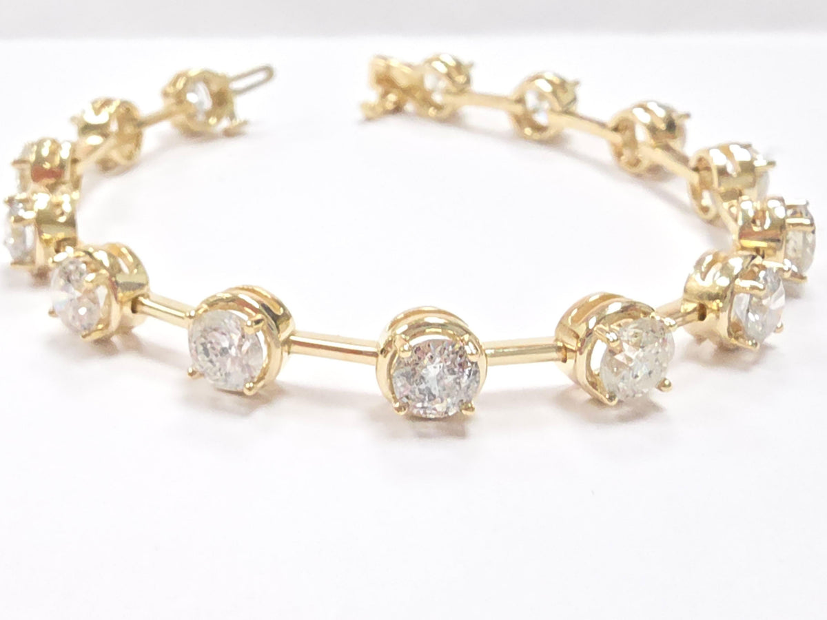 PRICE TO SELL- NO OFFERS, 9.25 Cts Natural Diamond Bar Bracelet 14K Yellow Gold