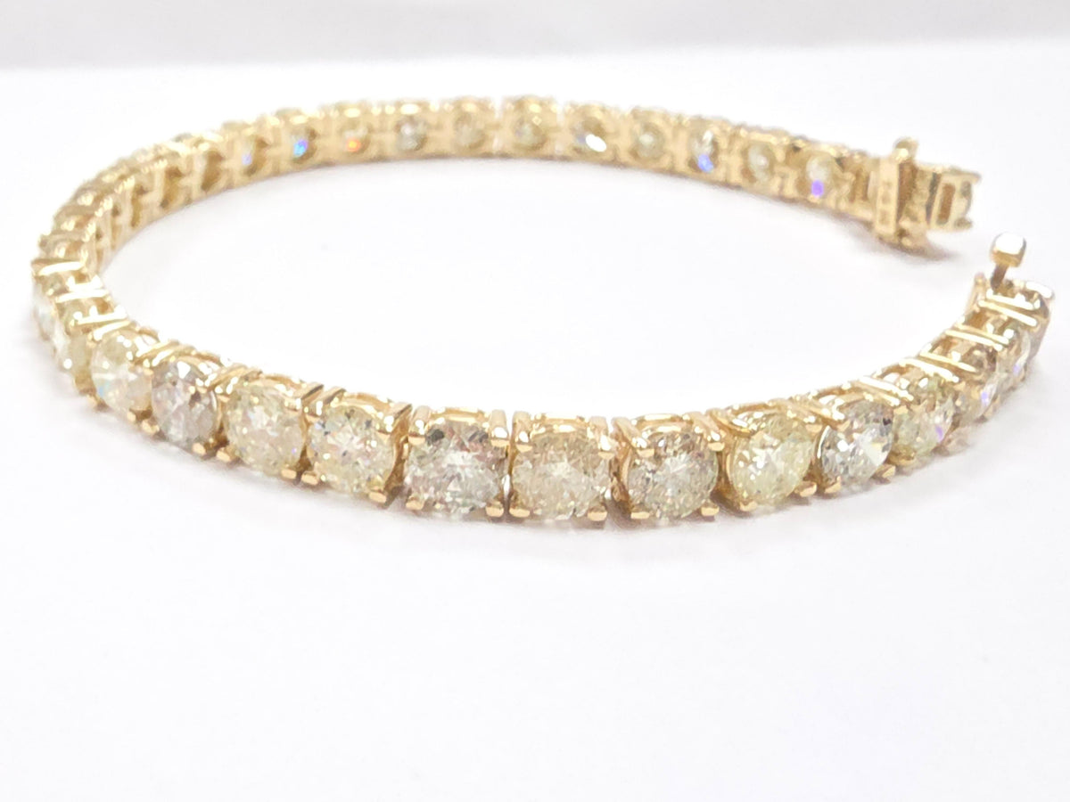 MONTH LONG SALE, 17.12 Carat Natural Diamond Tennis Bracelet 14K Yellow Gold