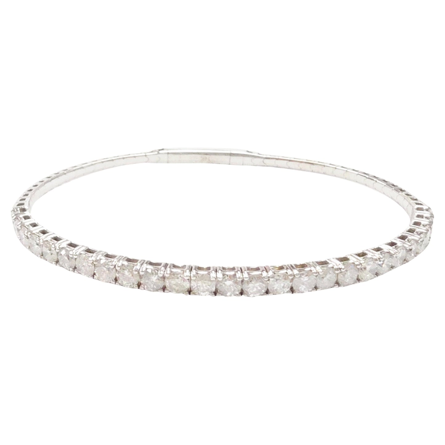 3.08 Carat Natural Diamond Flexible Bangle White Gold 14 Karat