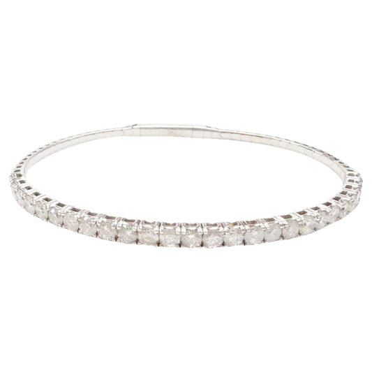 3.08 Carat Natural Diamond Flexible Bangle White Gold 14 Karat