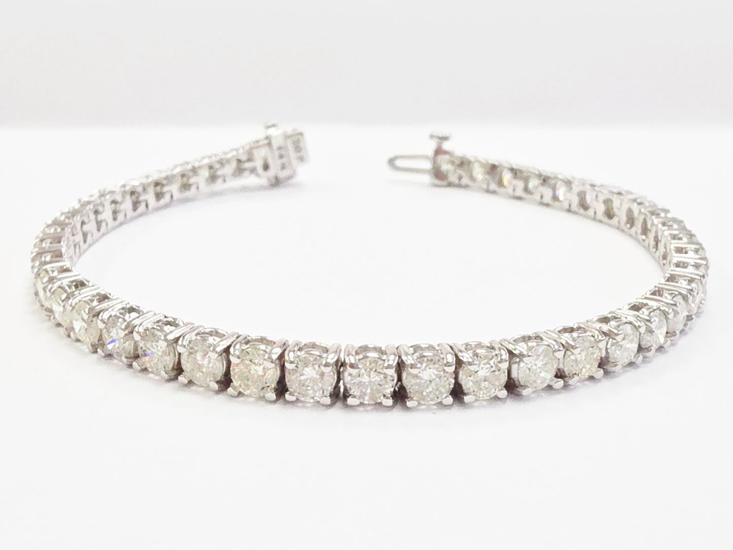 8.08 Carat Natural Diamond Tennis Bracelet 14K White Gold