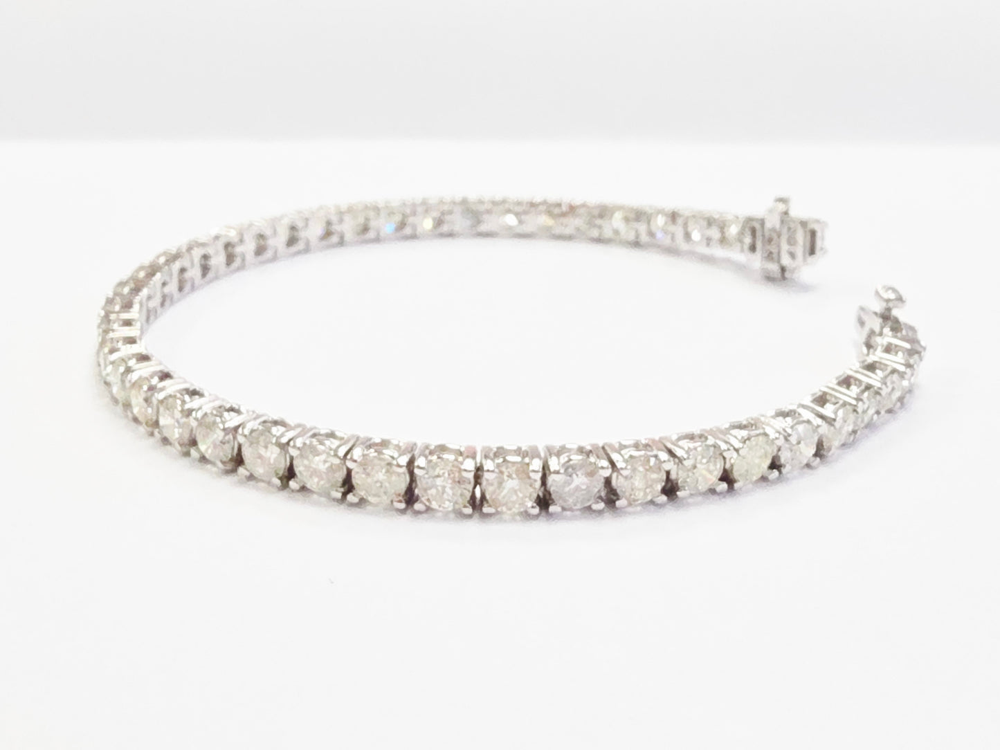 8.08 Carat Natural Diamond Tennis Bracelet 14K White Gold