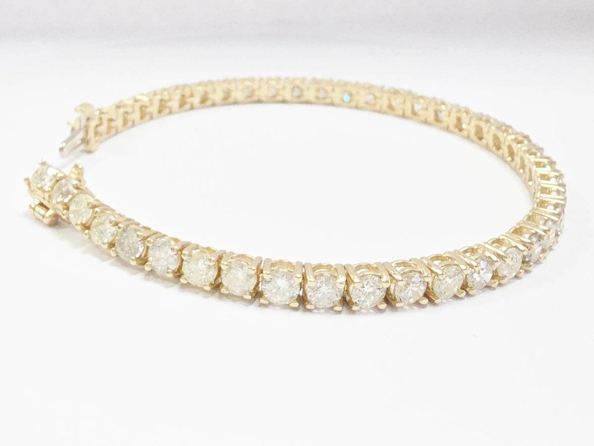FLASH SALE, 8.05 Carat Natural Diamond Tennis Bracelet 14K Yellow Gold