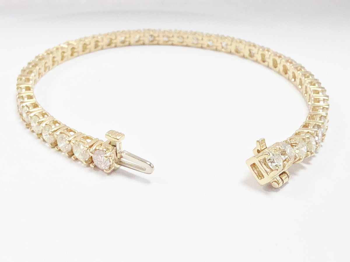 FLASH SALE, 8.05 Carat Natural Diamond Tennis Bracelet 14K Yellow Gold