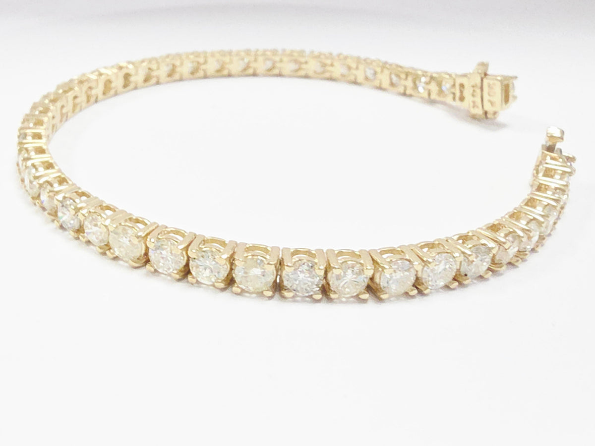 FLASH SALE, 8.05 Carat Natural Diamond Tennis Bracelet 14K Yellow Gold
