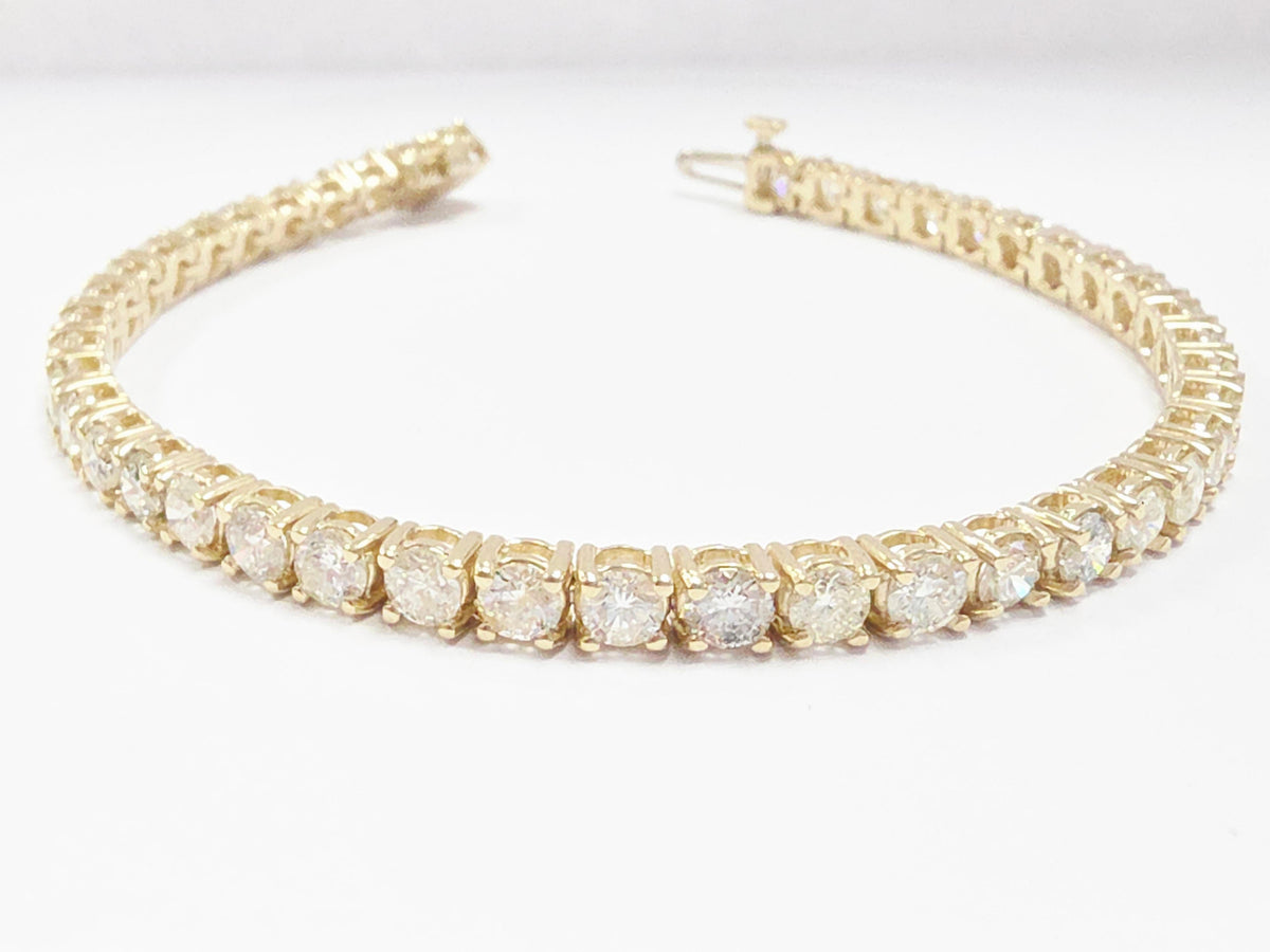 FLASH SALE, 8.05 Carat Natural Diamond Tennis Bracelet 14K Yellow Gold